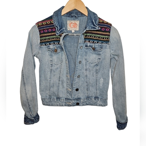 Gianni Bini Other - Gianni Bini Girls Colorful Patterned Embroidery Jean Jacket Size M